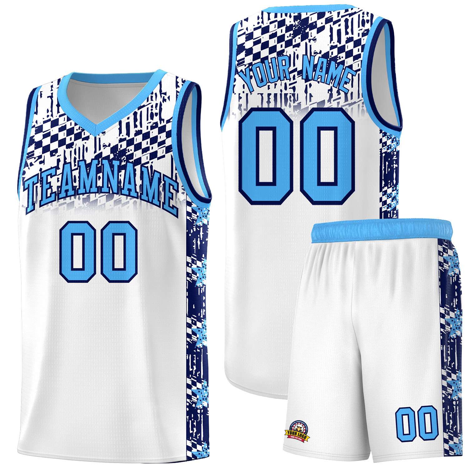 Custom White Mosaic Stars Pattern Sports Uniform Basketball Jersey