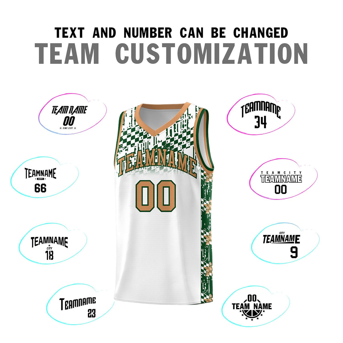 Custom White Mosaic Stars Pattern Sports Uniform Basketball Jersey