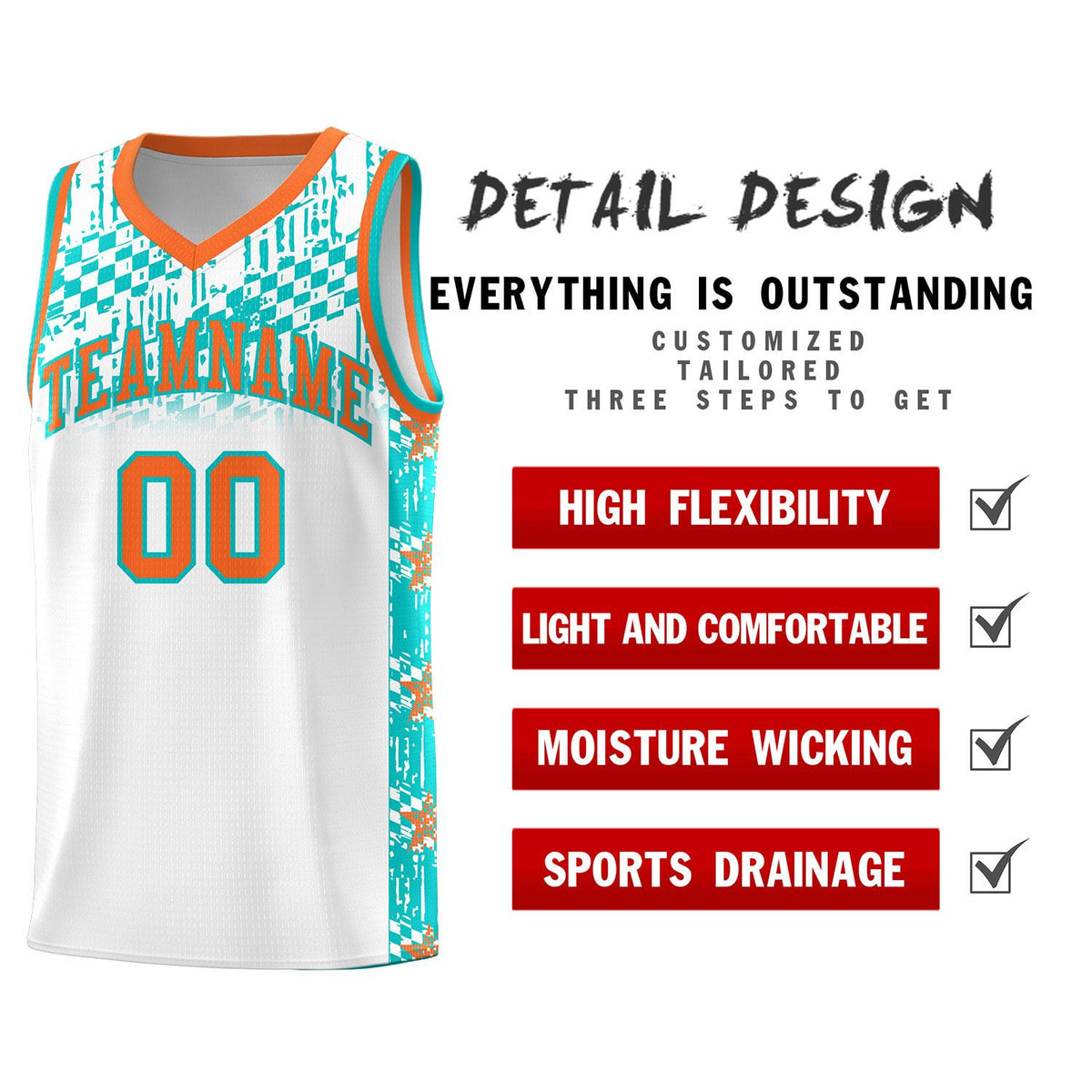 Custom White Mosaic Stars Pattern Sports Uniform Basketball Jersey