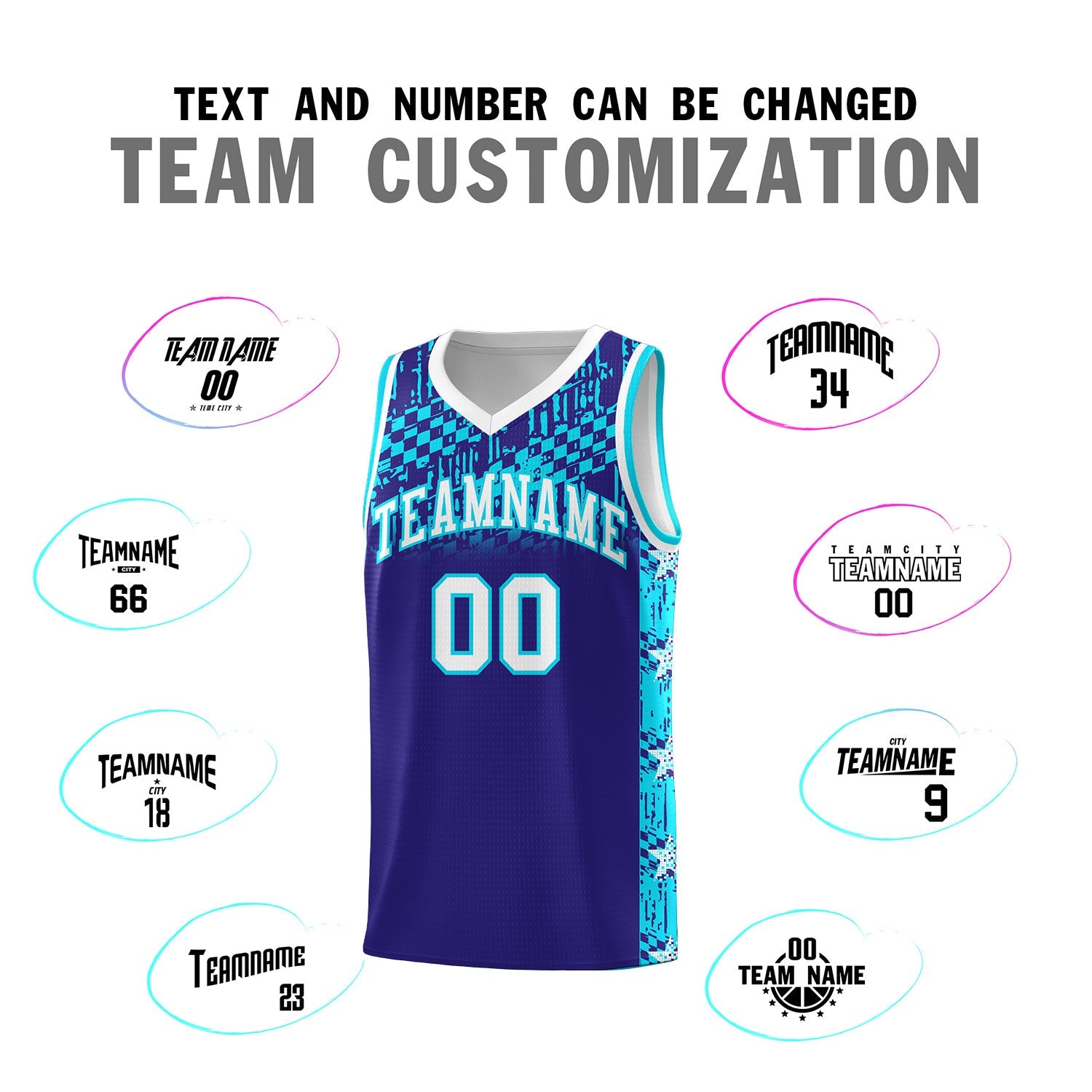 Custom Royal Mosaic Stars Pattern Sports Uniform Basketball Jersey