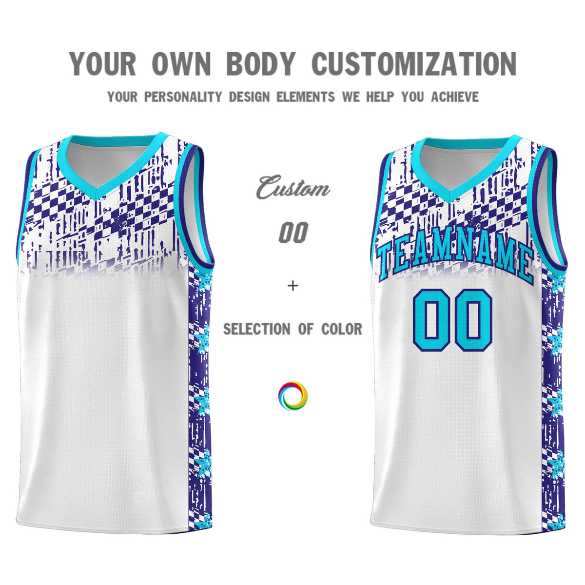 Custom White Mosaic Stars Pattern Sports Uniform Basketball Jersey