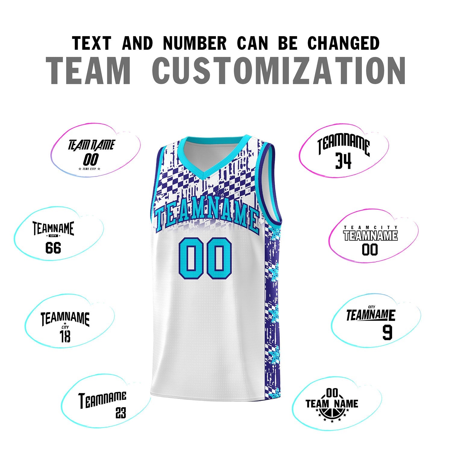 Custom White Mosaic Stars Pattern Sports Uniform Basketball Jersey