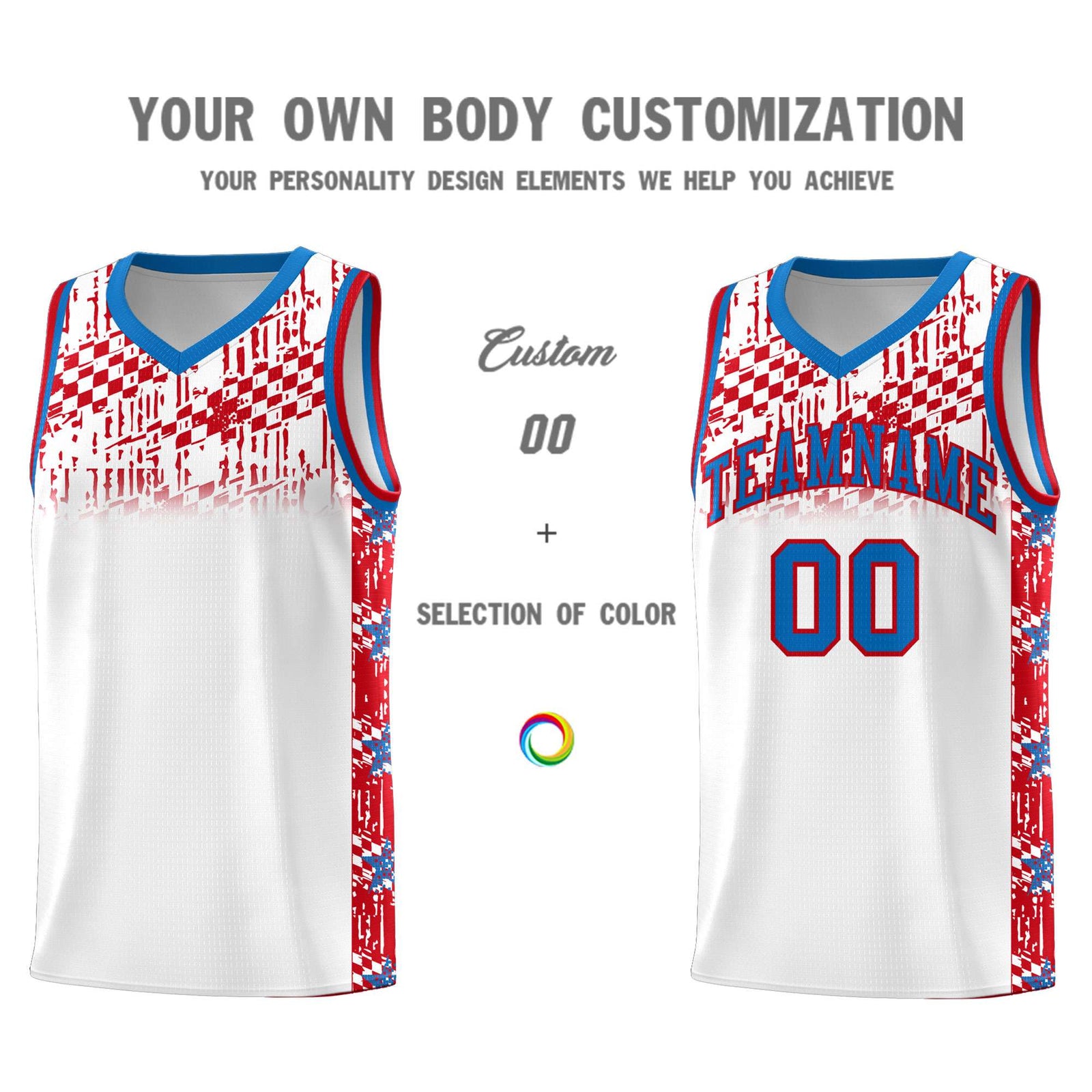 Custom White Mosaic Stars Pattern Sports Uniform Basketball Jersey