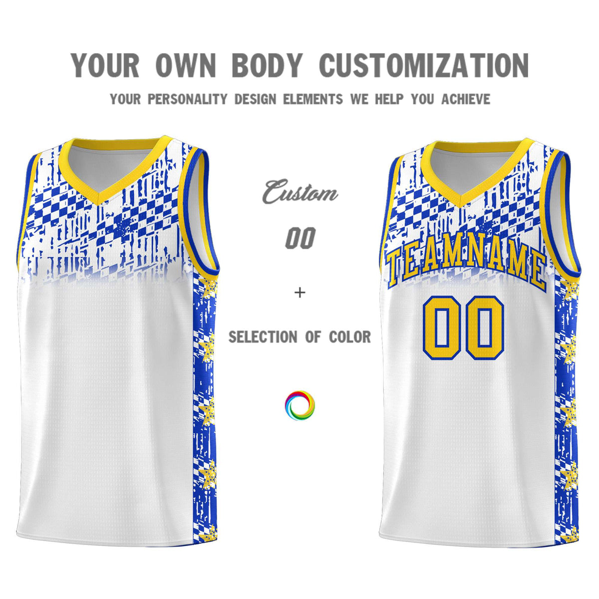 Custom White Mosaic Stars Pattern Sports Uniform Basketball Jersey