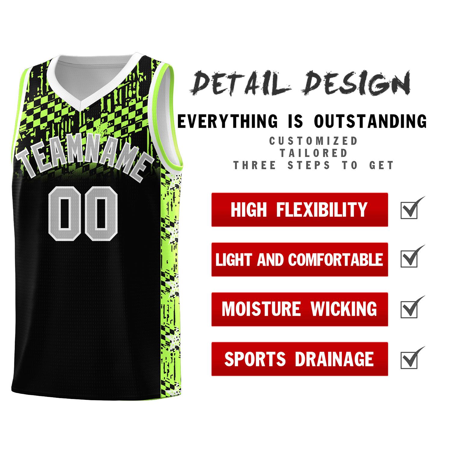 Custom Black Mosaic Stars Pattern Sports Uniform Basketball Jersey