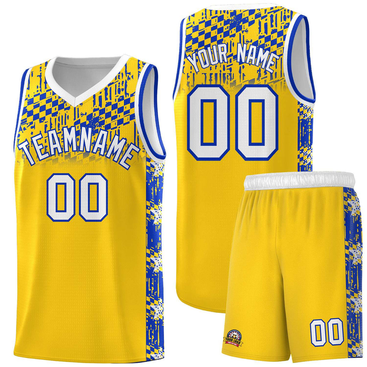 Custom Gold Mosaic Stars Pattern Sports Uniform Basketball Jersey