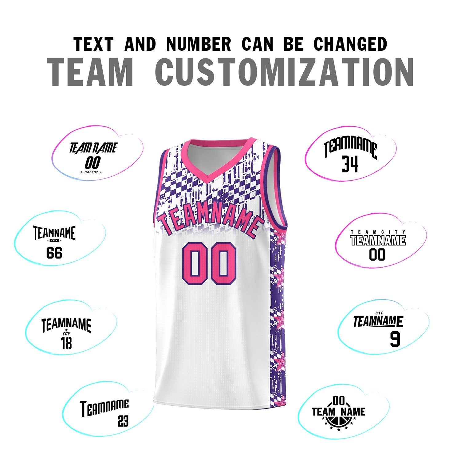 Custom White Mosaic Stars Pattern Sports Uniform Basketball Jersey