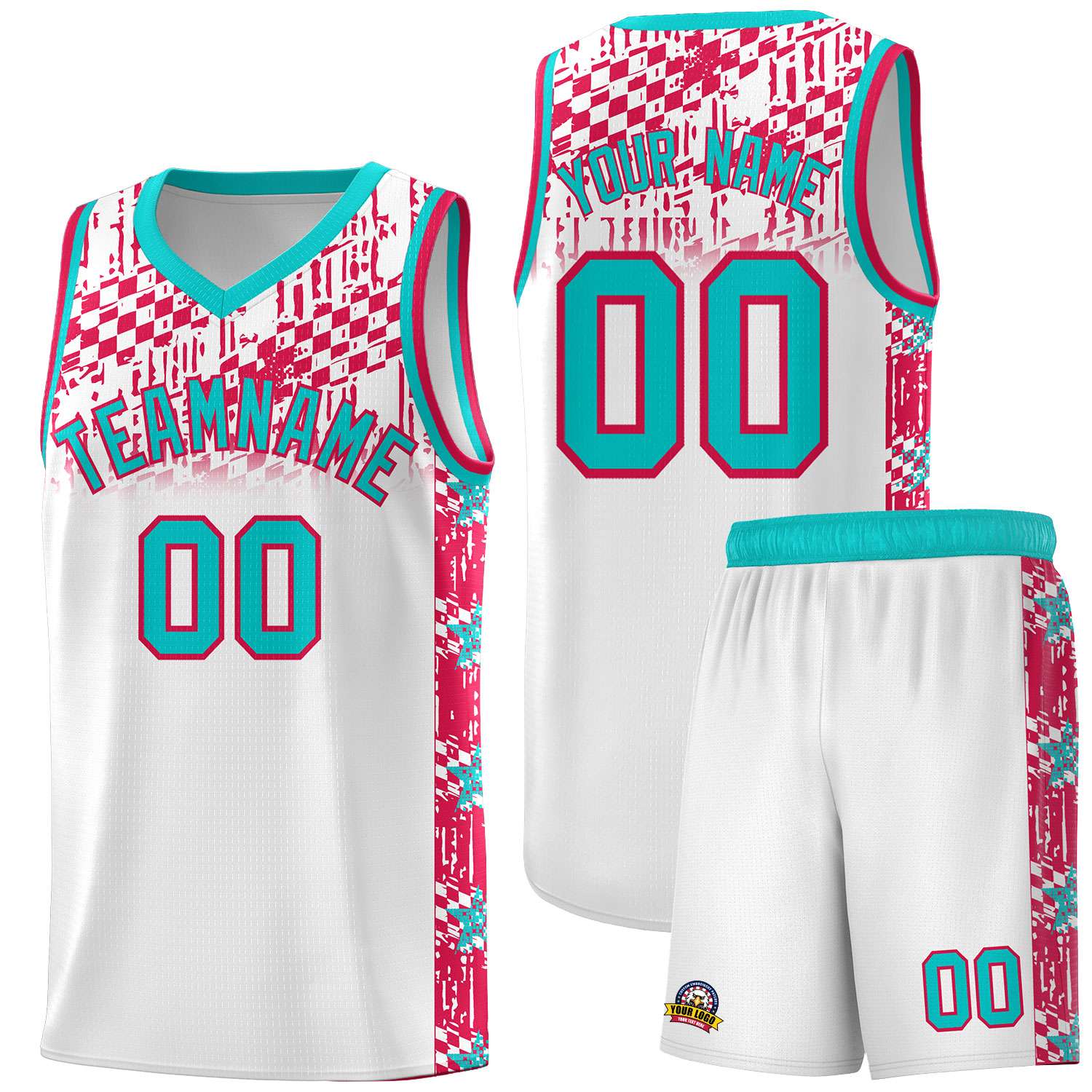 Custom White Mosaic Stars Pattern Sports Uniform Basketball Jersey