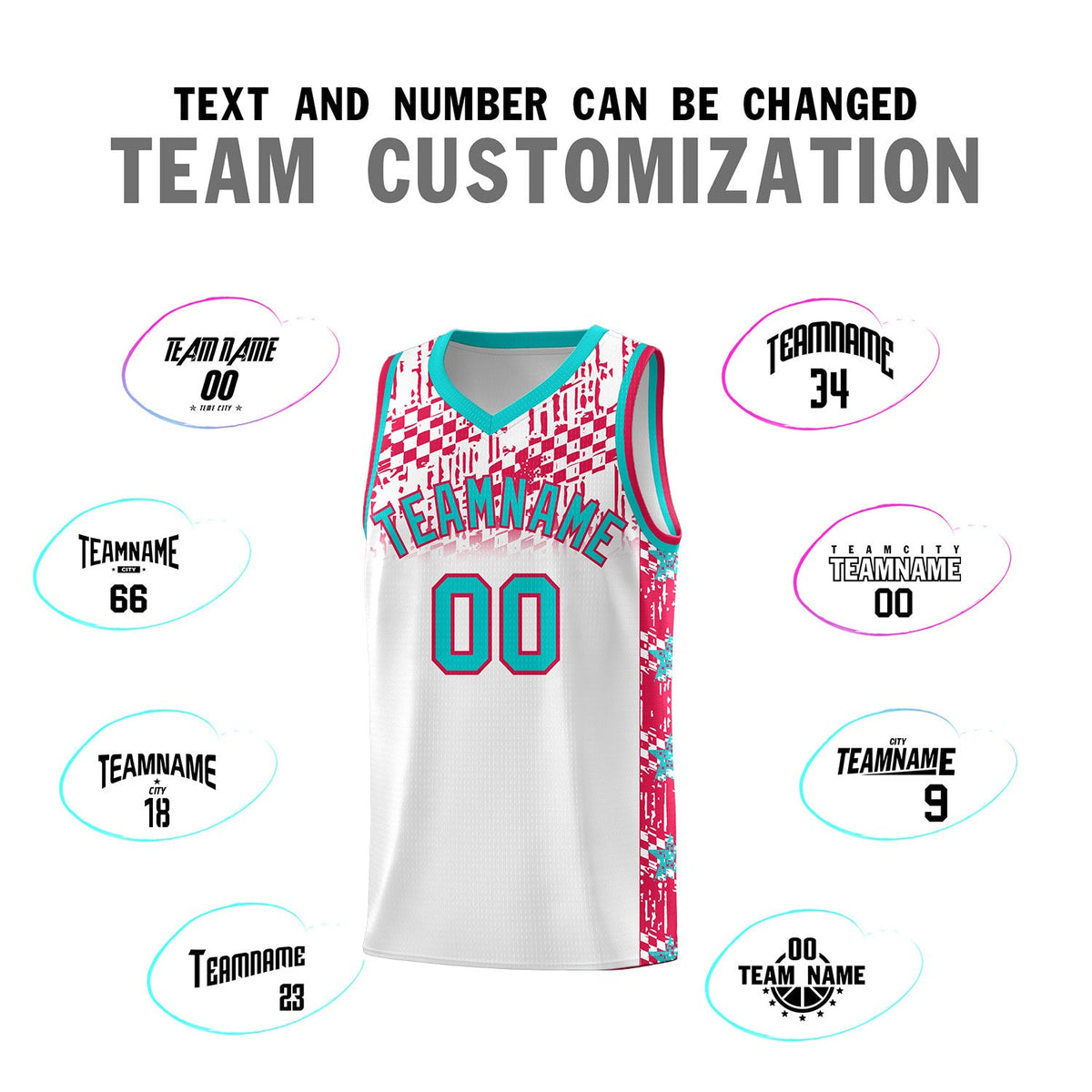 Custom White Mosaic Stars Pattern Sports Uniform Basketball Jersey