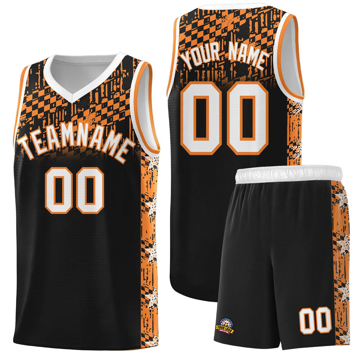 Custom Black Mosaic Stars Pattern Sports Uniform Basketball Jersey