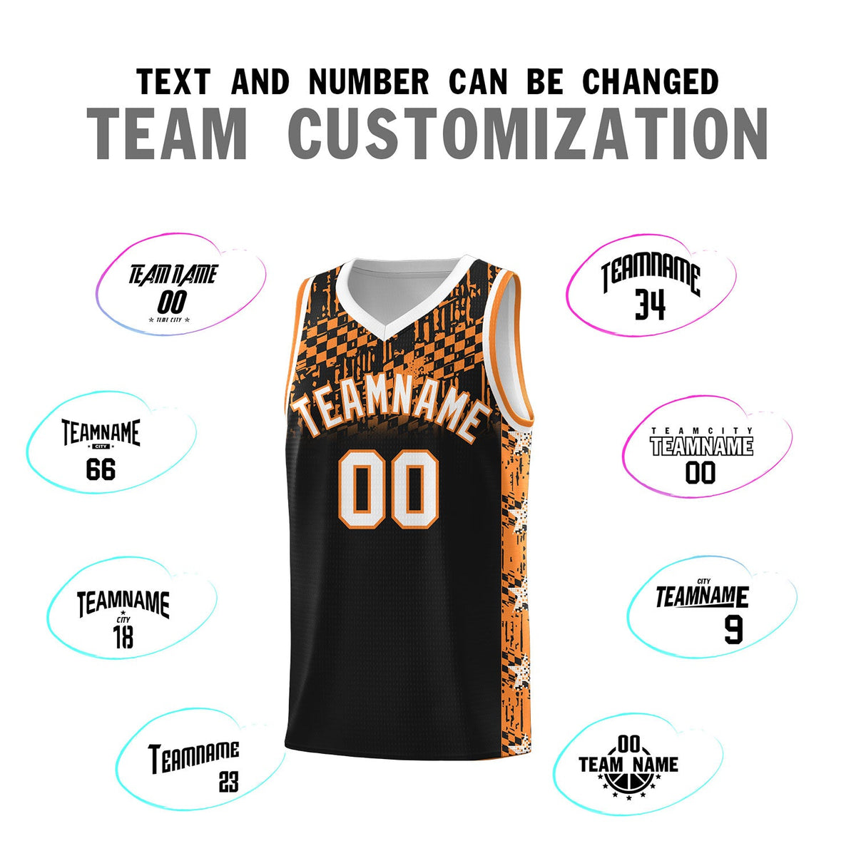 Custom Black Mosaic Stars Pattern Sports Uniform Basketball Jersey