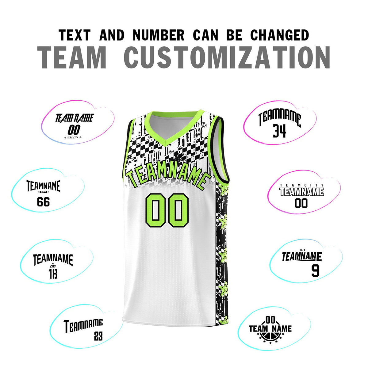 Custom White Mosaic Stars Pattern Sports Uniform Basketball Jersey