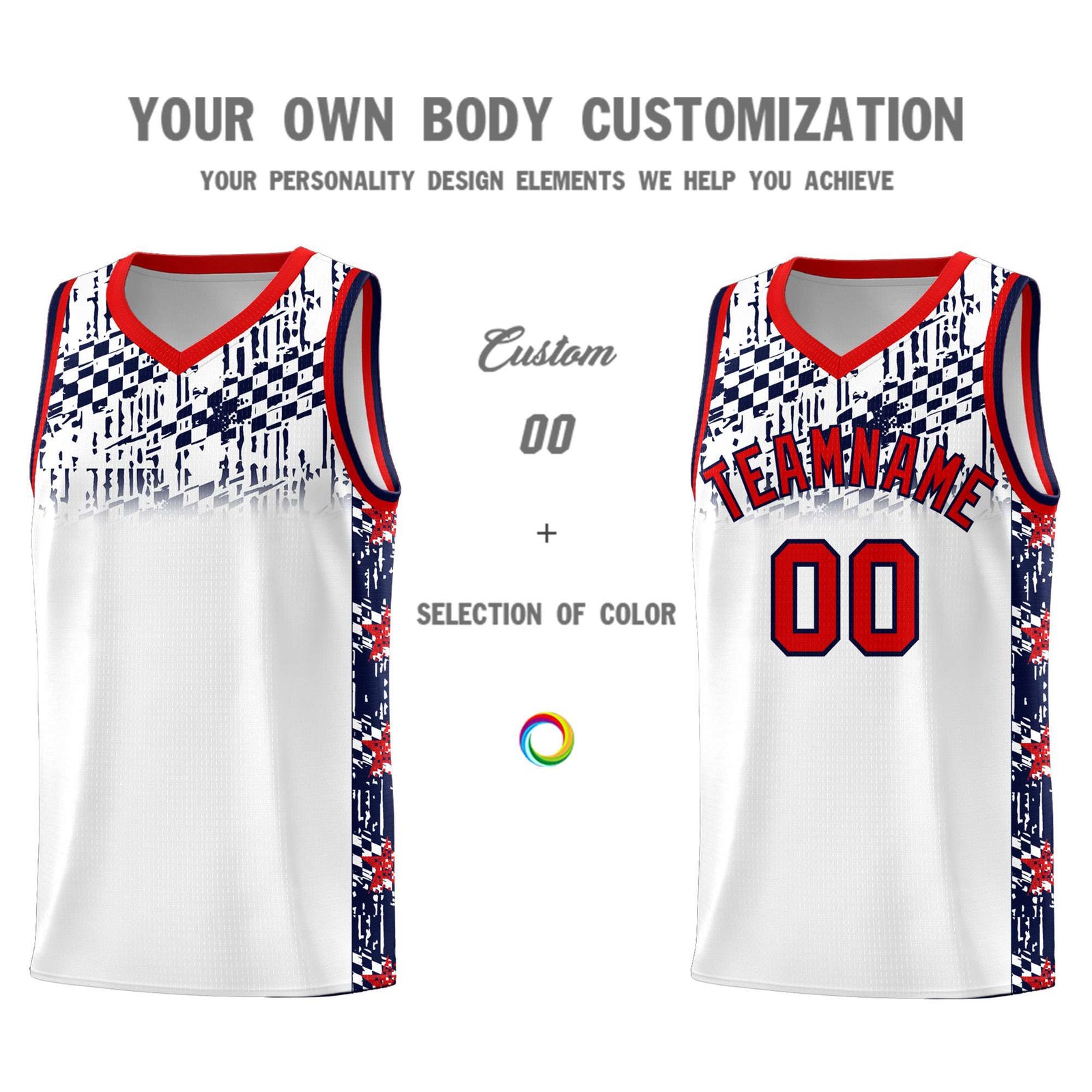 Custom White Mosaic Stars Pattern Sports Uniform Basketball Jersey