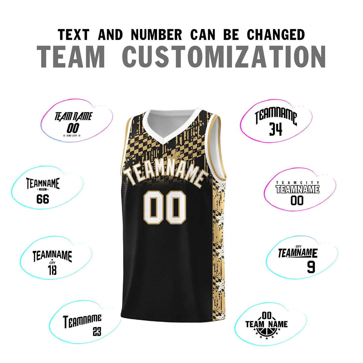 Custom Black Mosaic Stars Pattern Sports Uniform Basketball Jersey