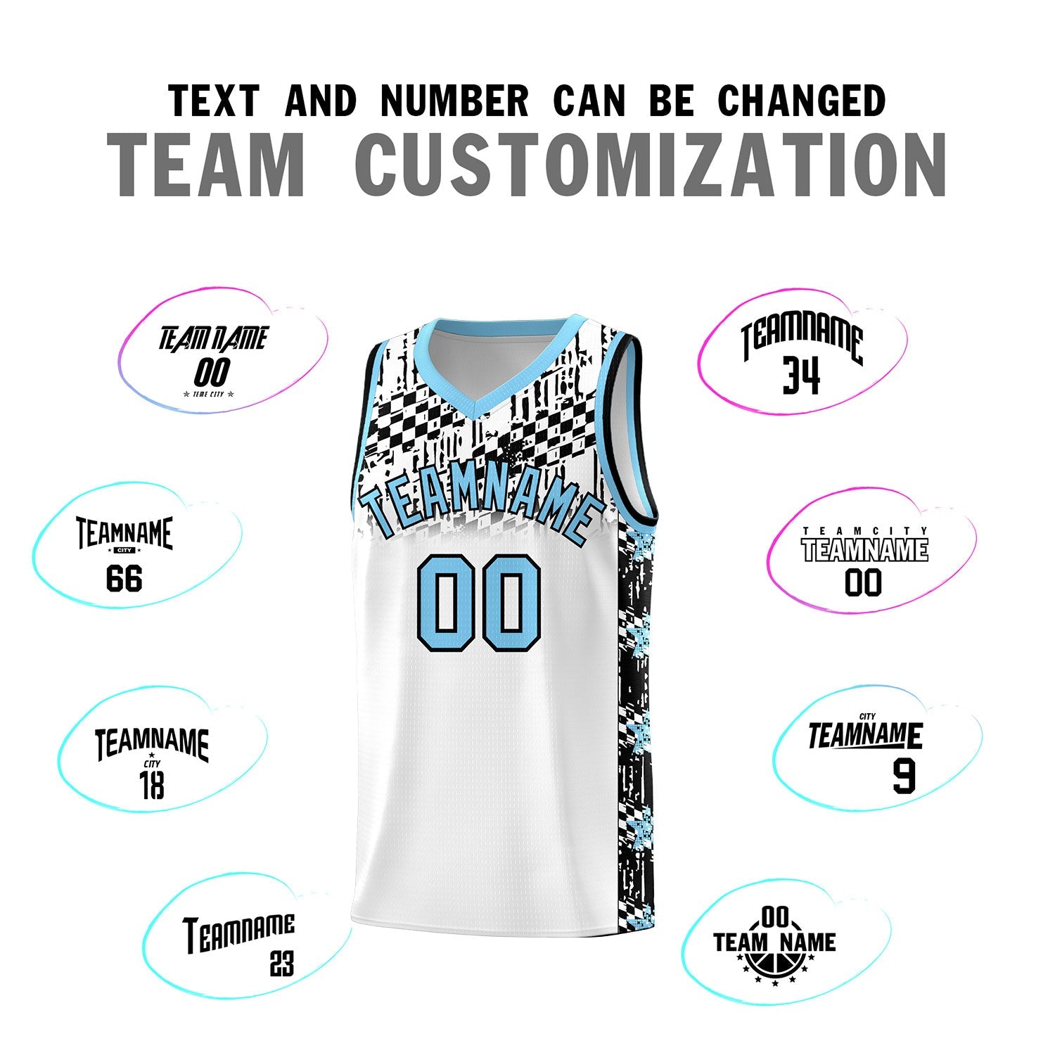 Custom White Mosaic Stars Pattern Sports Uniform Basketball Jersey
