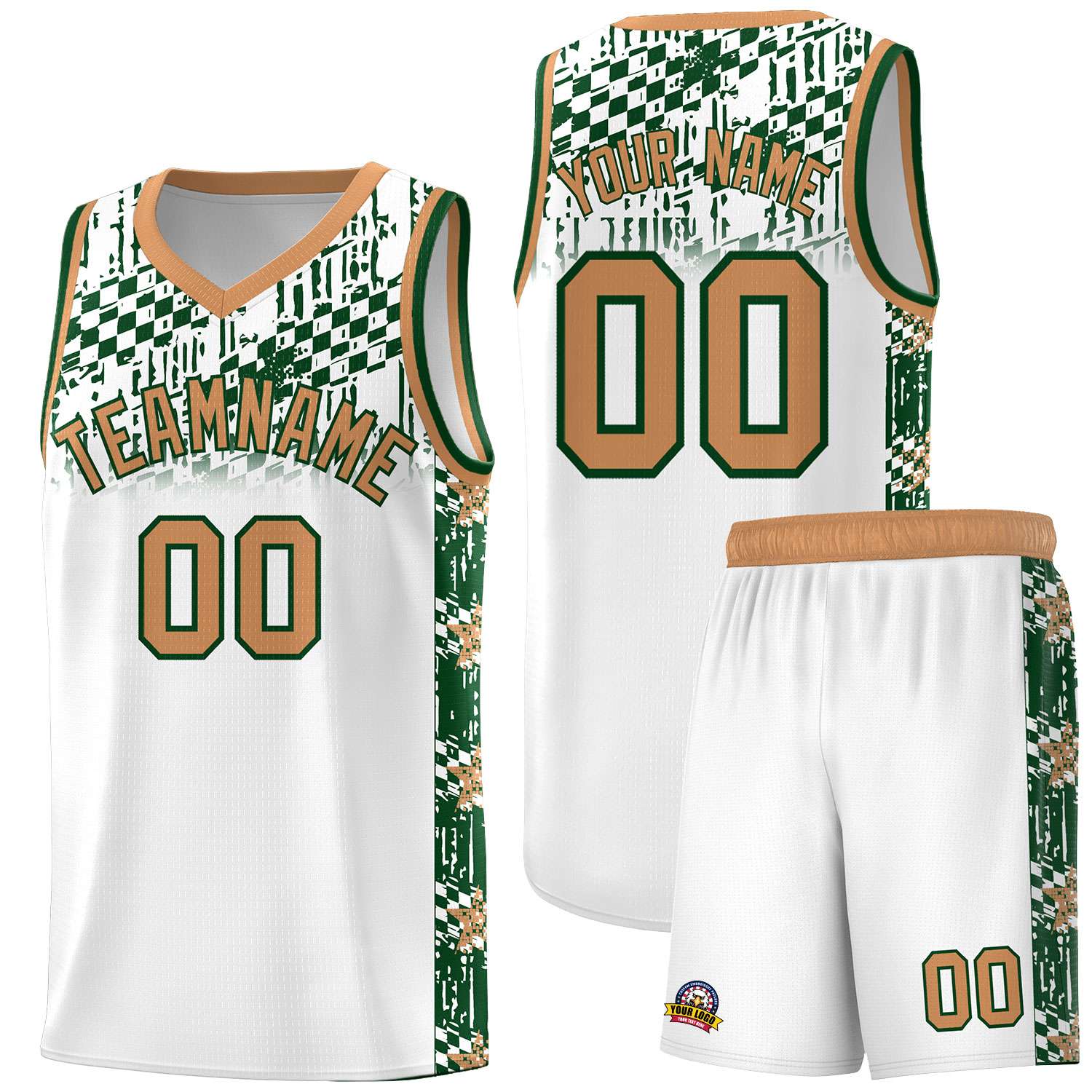 Custom White Mosaic Stars Pattern Sports Uniform Basketball Jersey
