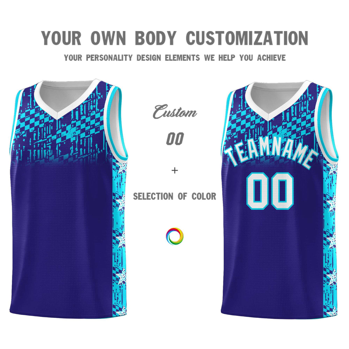 Custom Royal Mosaic Stars Pattern Sports Uniform Basketball Jersey