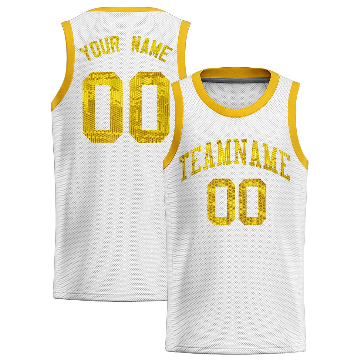 Custom White Sequined Tops Athletic Basketball Jersey