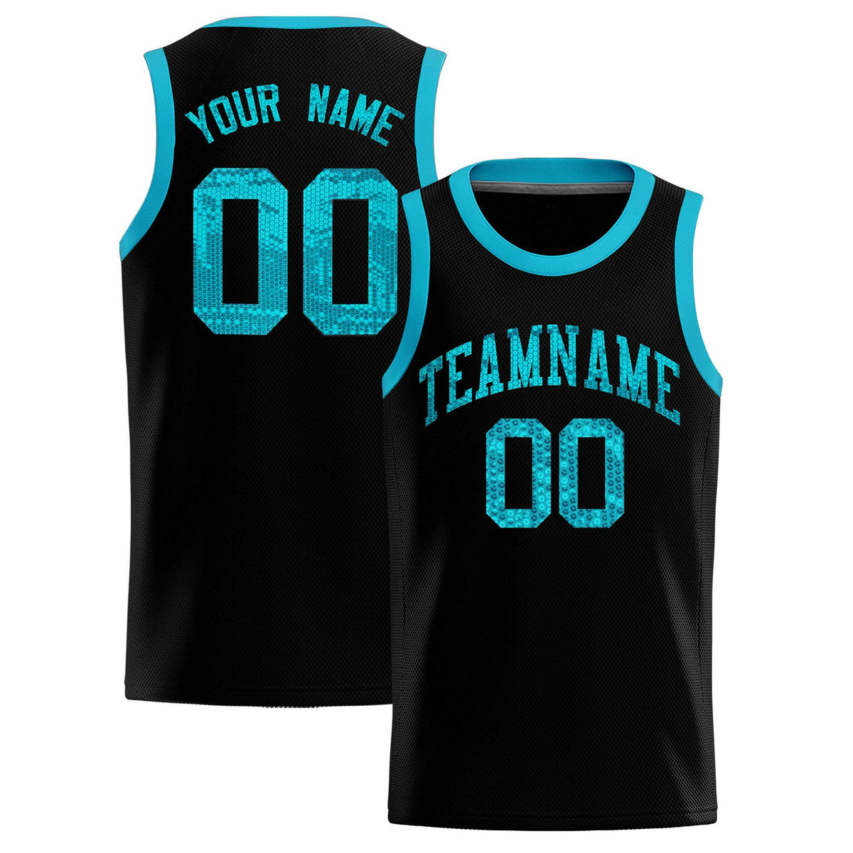 Custom Black Sequined Tops Athletic Basketball Jersey