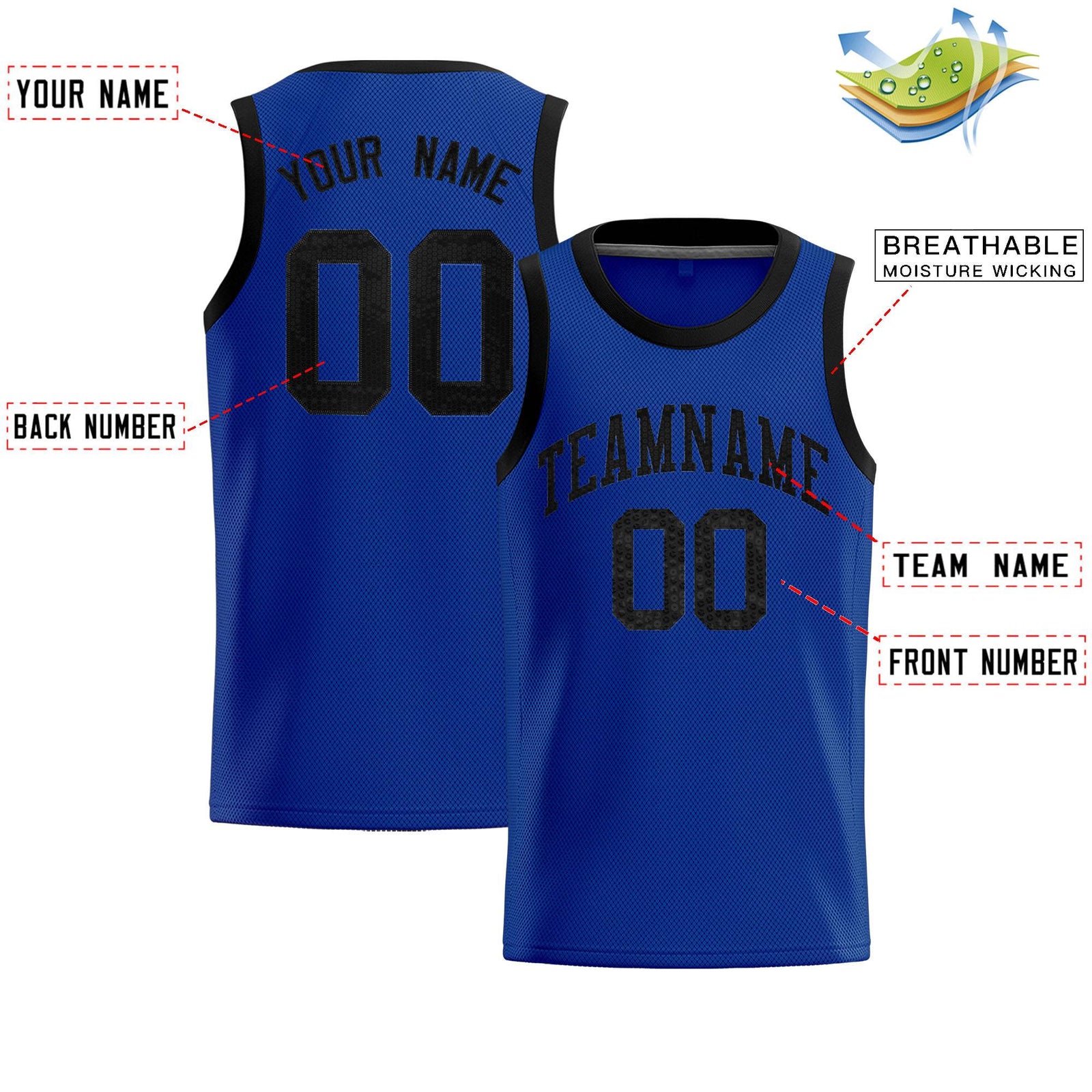 Custom Royal Sequined Tops Athletic Basketball Jersey