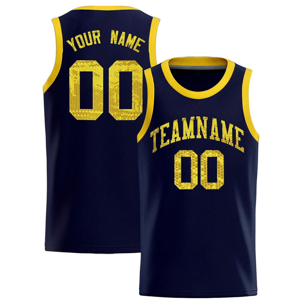 Custom Navy Sequined Tops Athletic Basketball Jersey