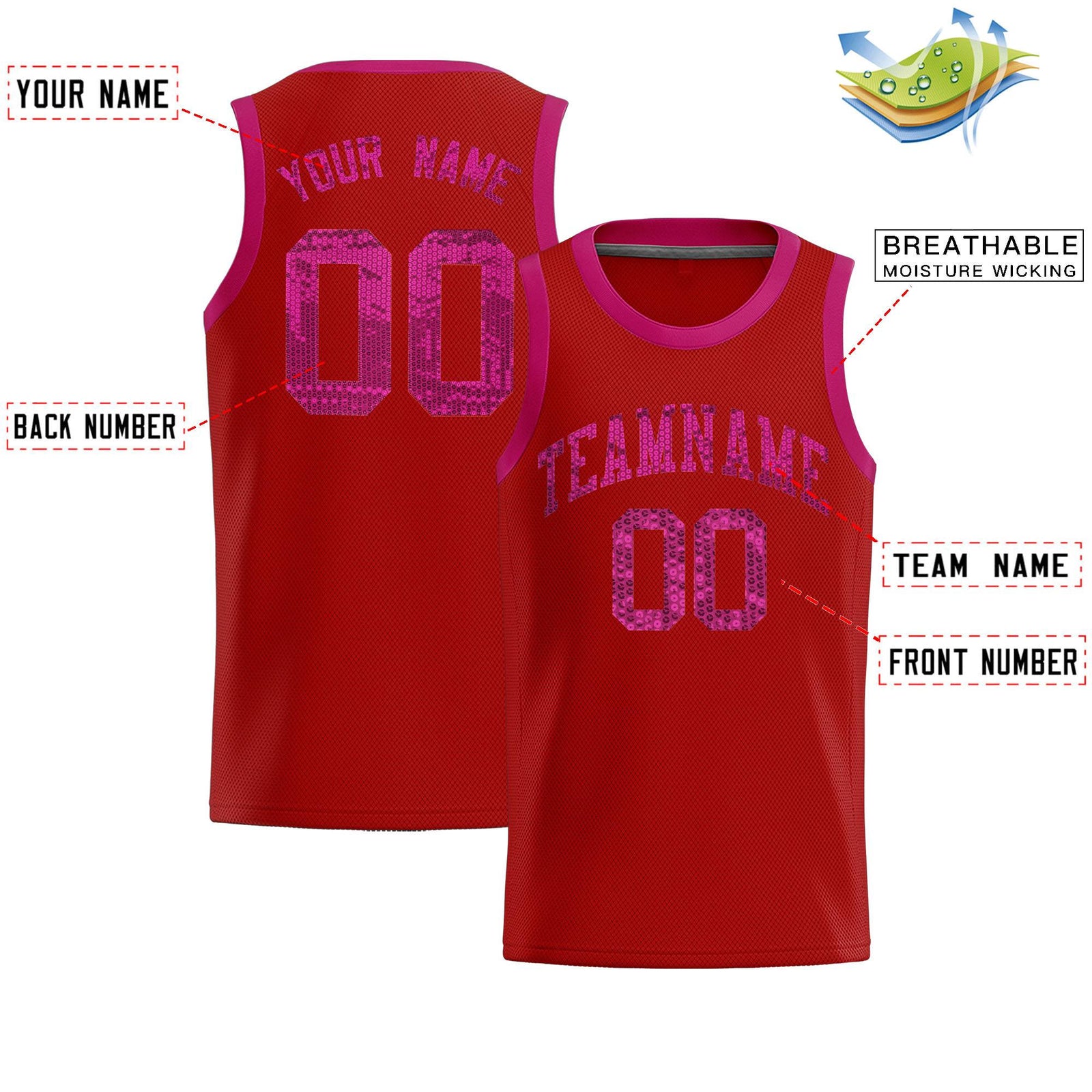 Custom Orange Sequined Tops Athletic Basketball Jersey