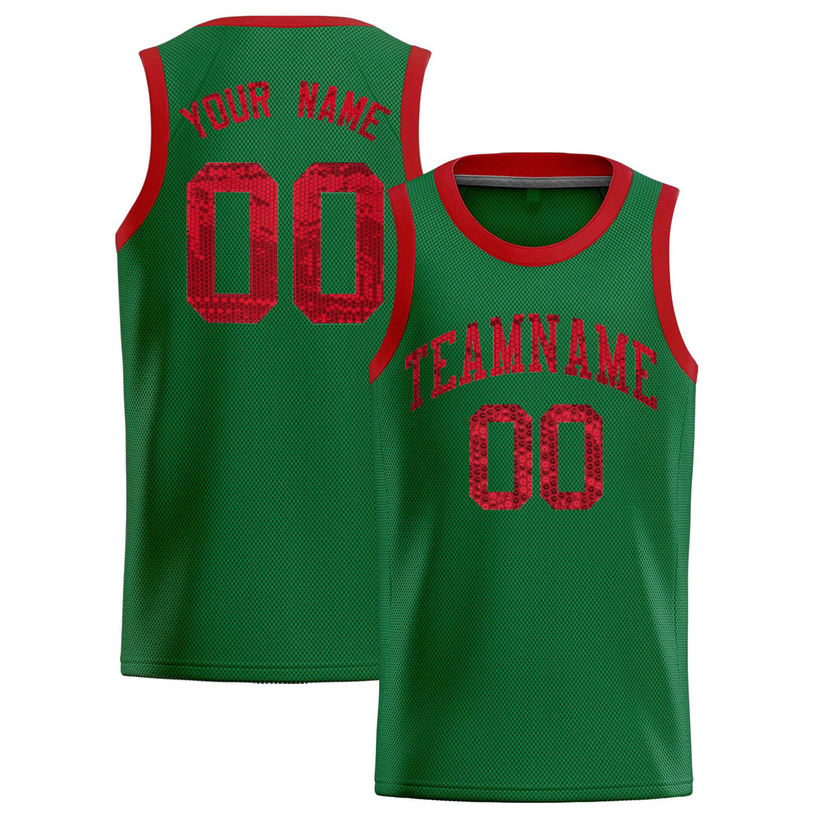 Custom Kelly Green Sequined Tops Athletic Basketball Jersey