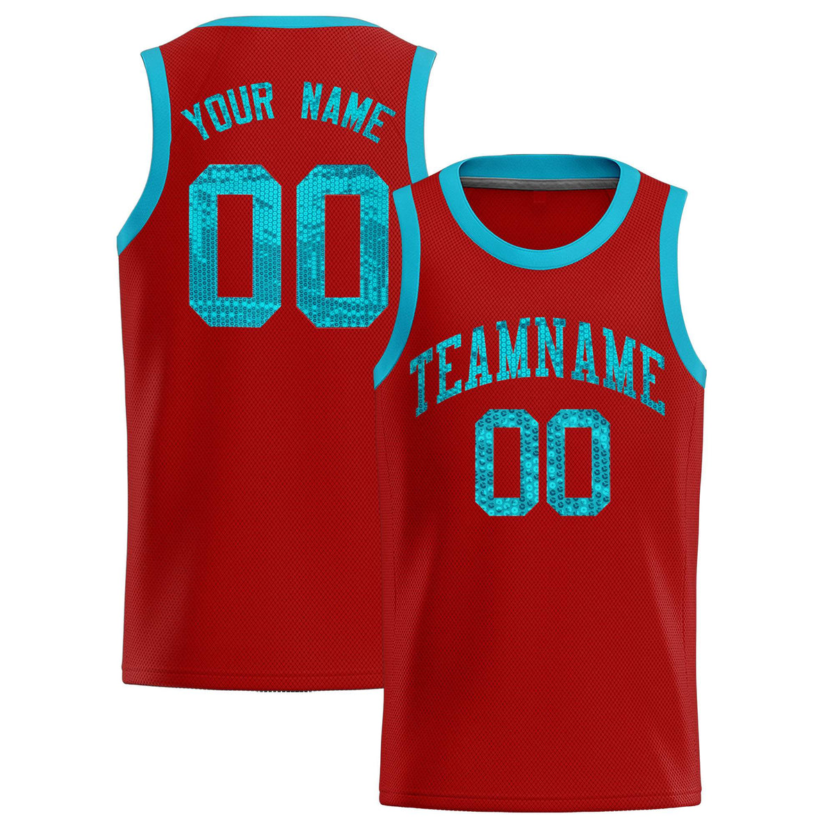 Custom Red Sequined Tops Athletic Basketball Jersey