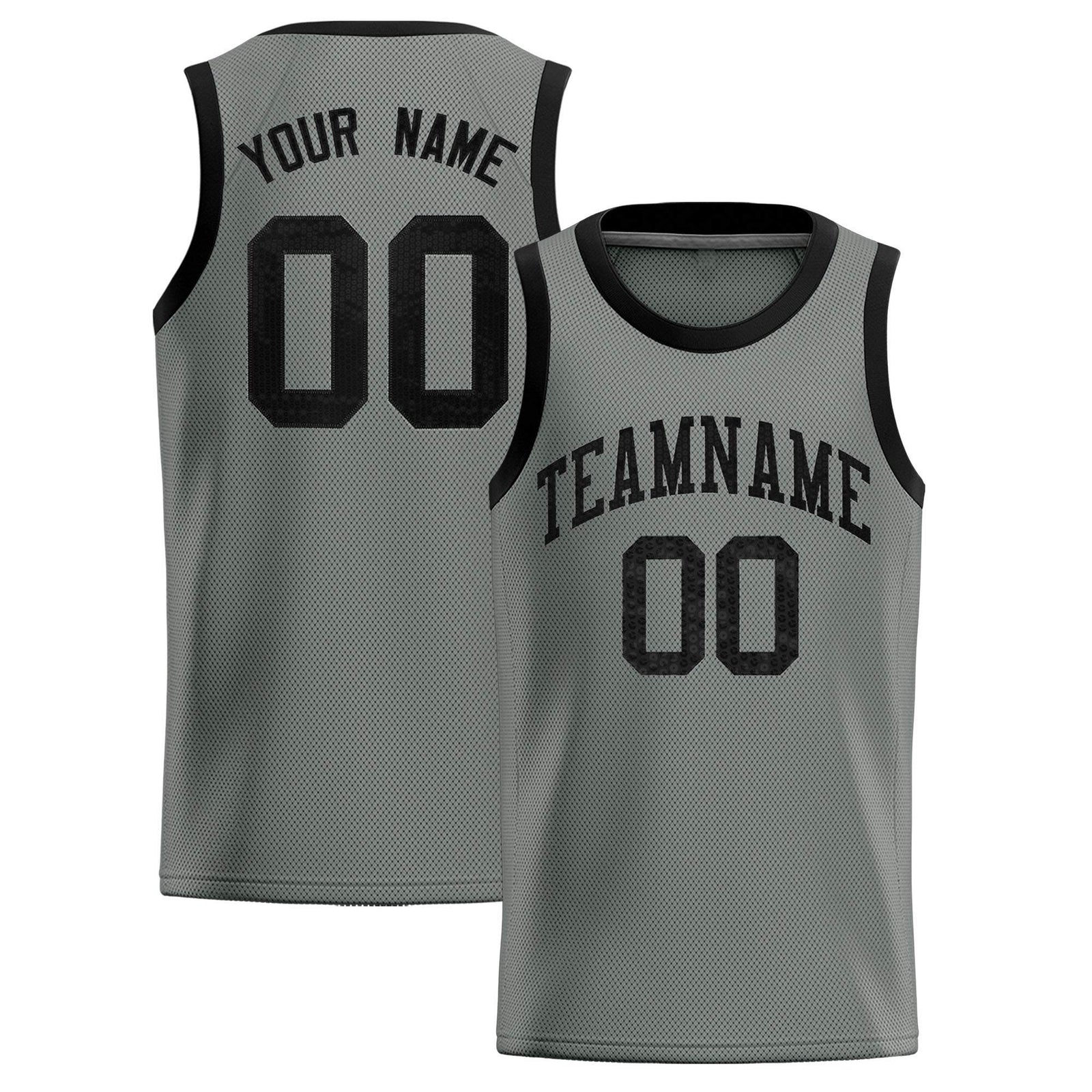 Custom Gray Sequined Tops Athletic Basketball Jersey