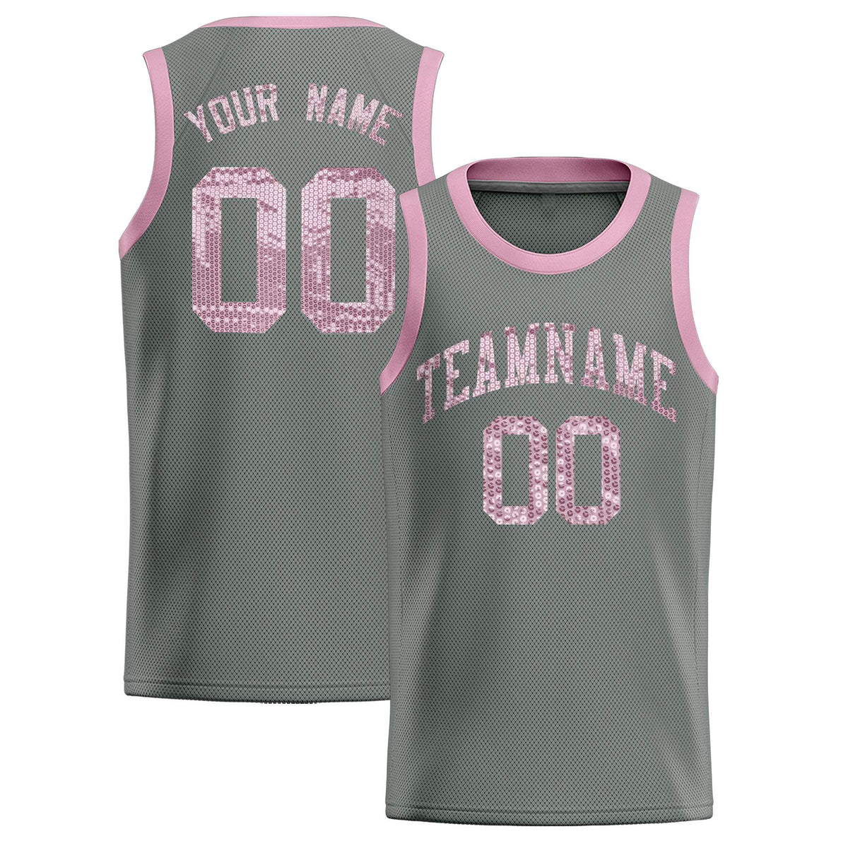 Custom Gray Sequined Tops Athletic Basketball Jersey