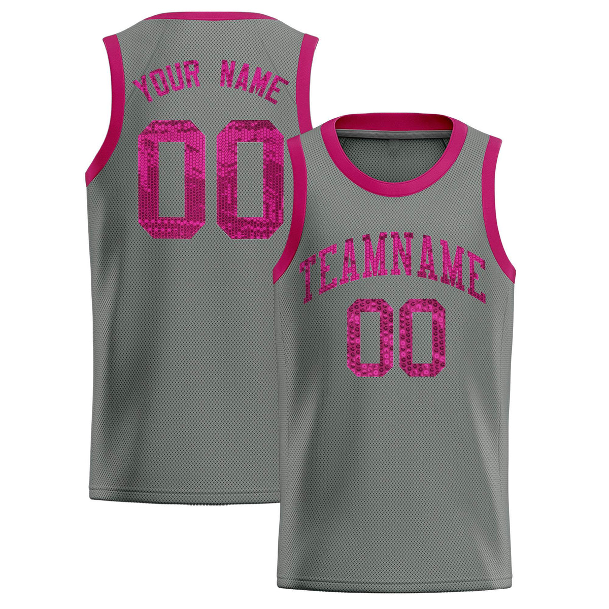 Custom Gray Sequined Tops Athletic Basketball Jersey