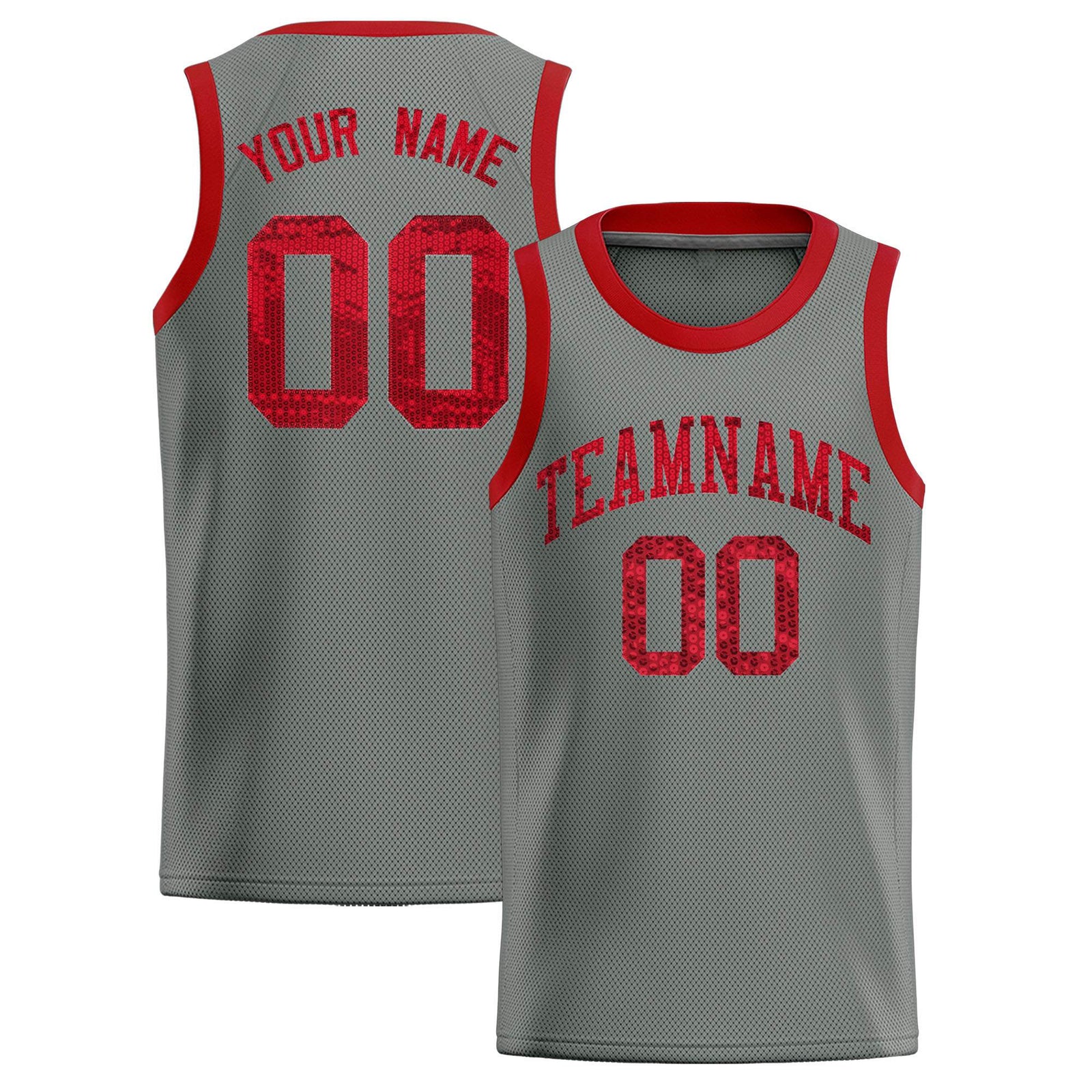 Custom Gray Sequined Tops Athletic Basketball Jersey