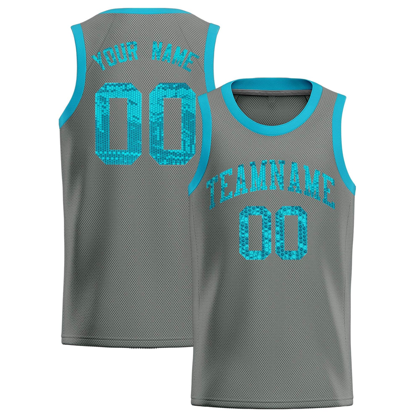 Custom Gray Sequined Tops Athletic Basketball Jersey