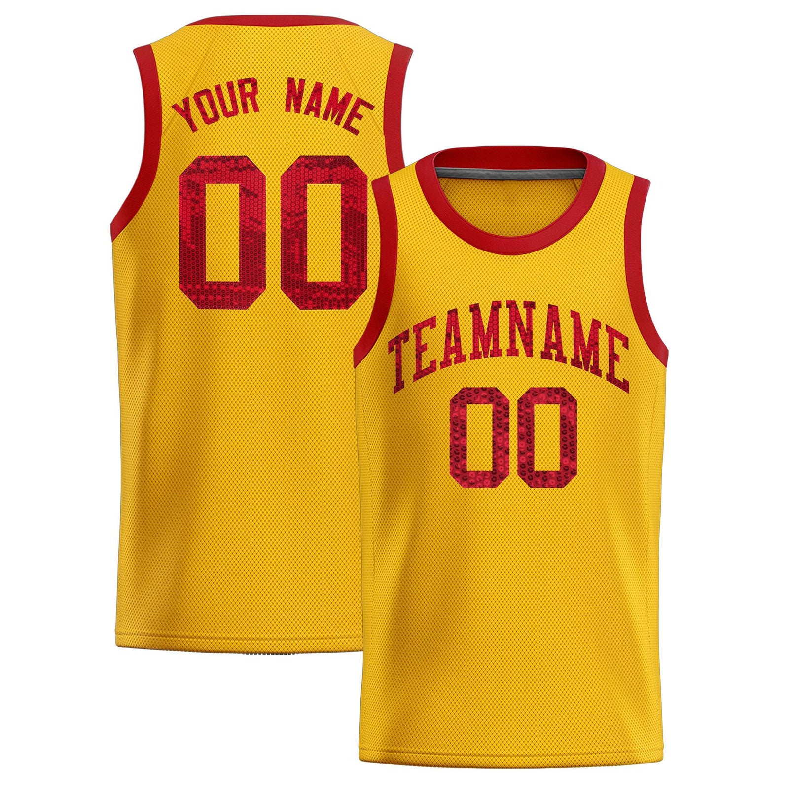Custom Gold Sequined Tops Athletic Basketball Jersey