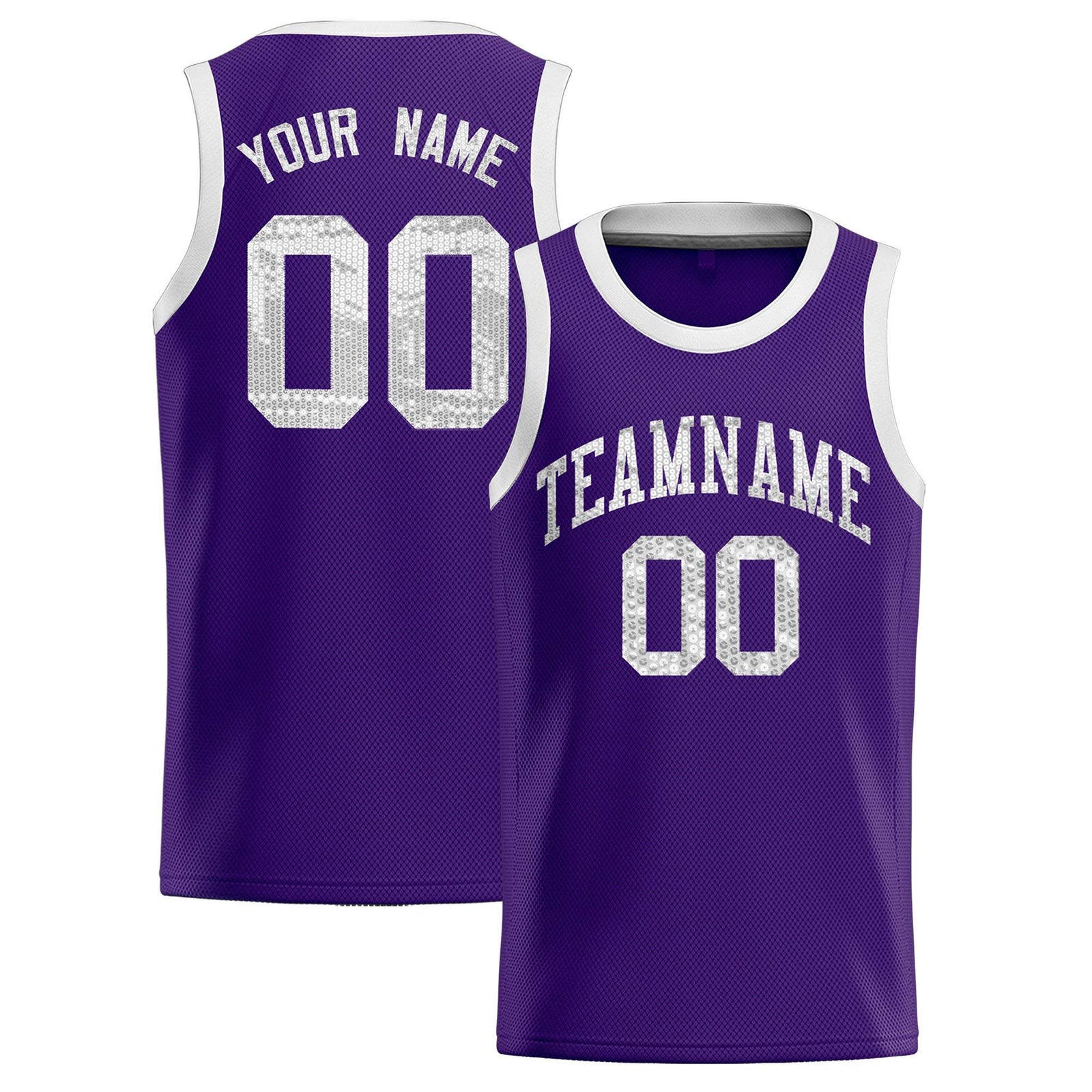Custom Purple Sequined Tops Athletic Basketball Jersey