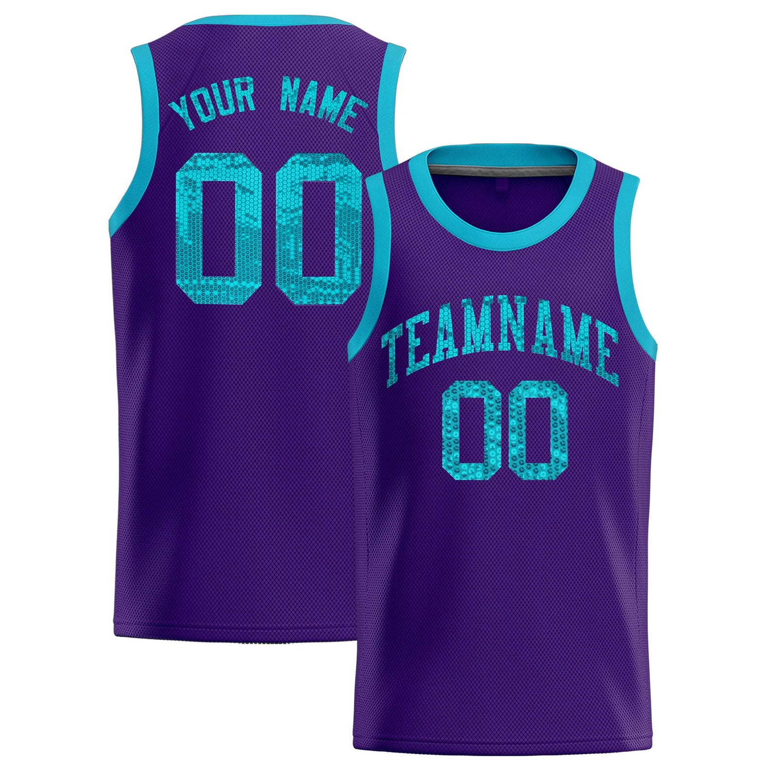 Custom Purple Sequined Tops Athletic Basketball Jersey