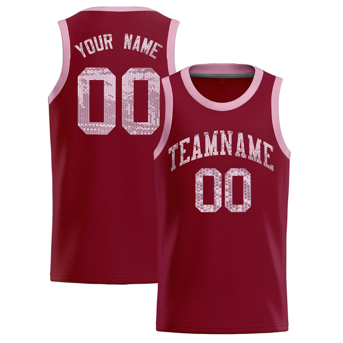 Custom Crimson Sequined Tops Athletic Basketball Jersey