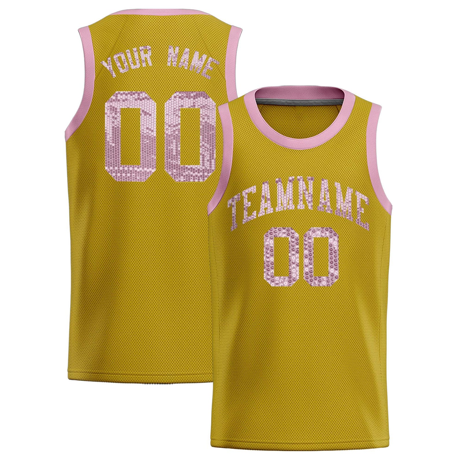 Custom Old Gold Sequined Tops Athletic Basketball Jersey
