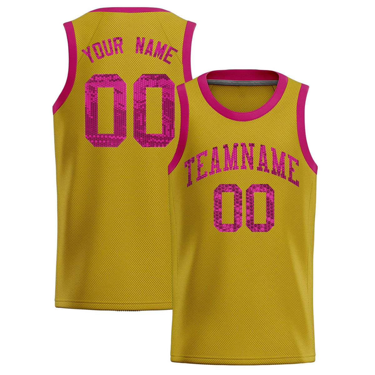 Custom Old Gold Sequined Tops Athletic Basketball Jersey