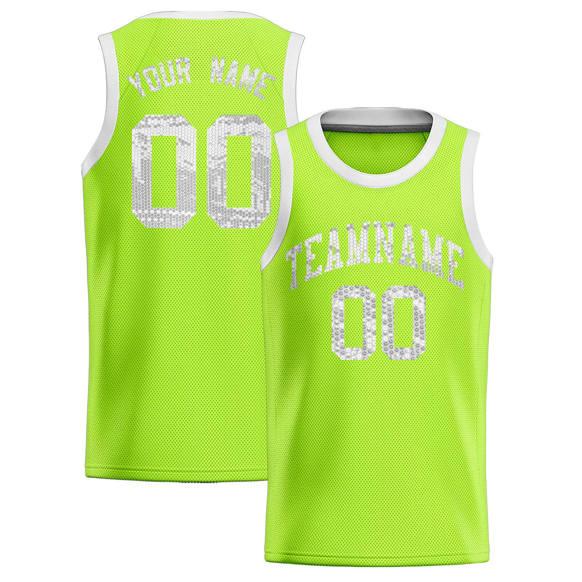 Custom Kelly Green Sequined Tops Athletic Basketball Jersey