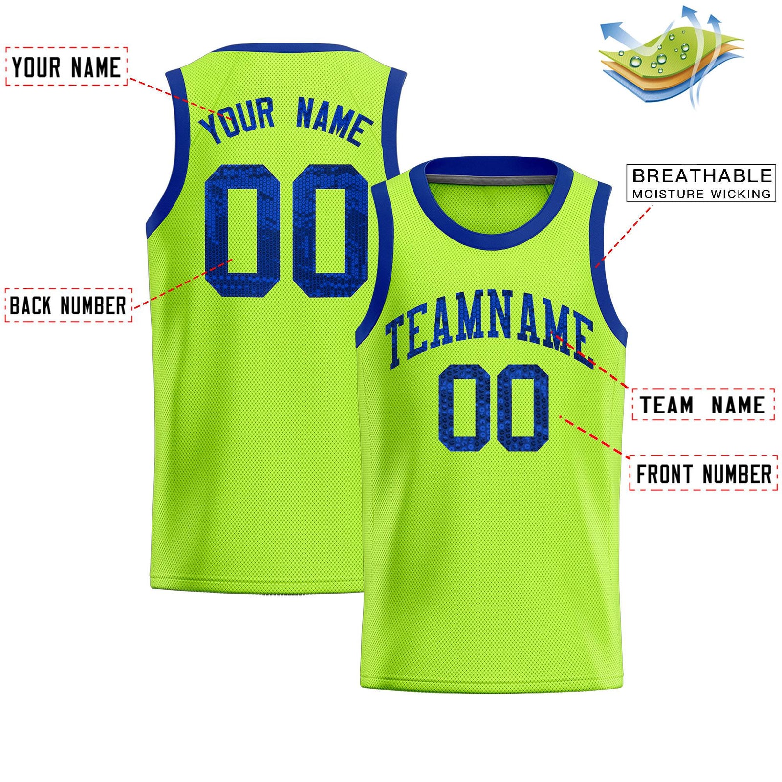 Custom Kelly Green Sequined Tops Athletic Basketball Jersey