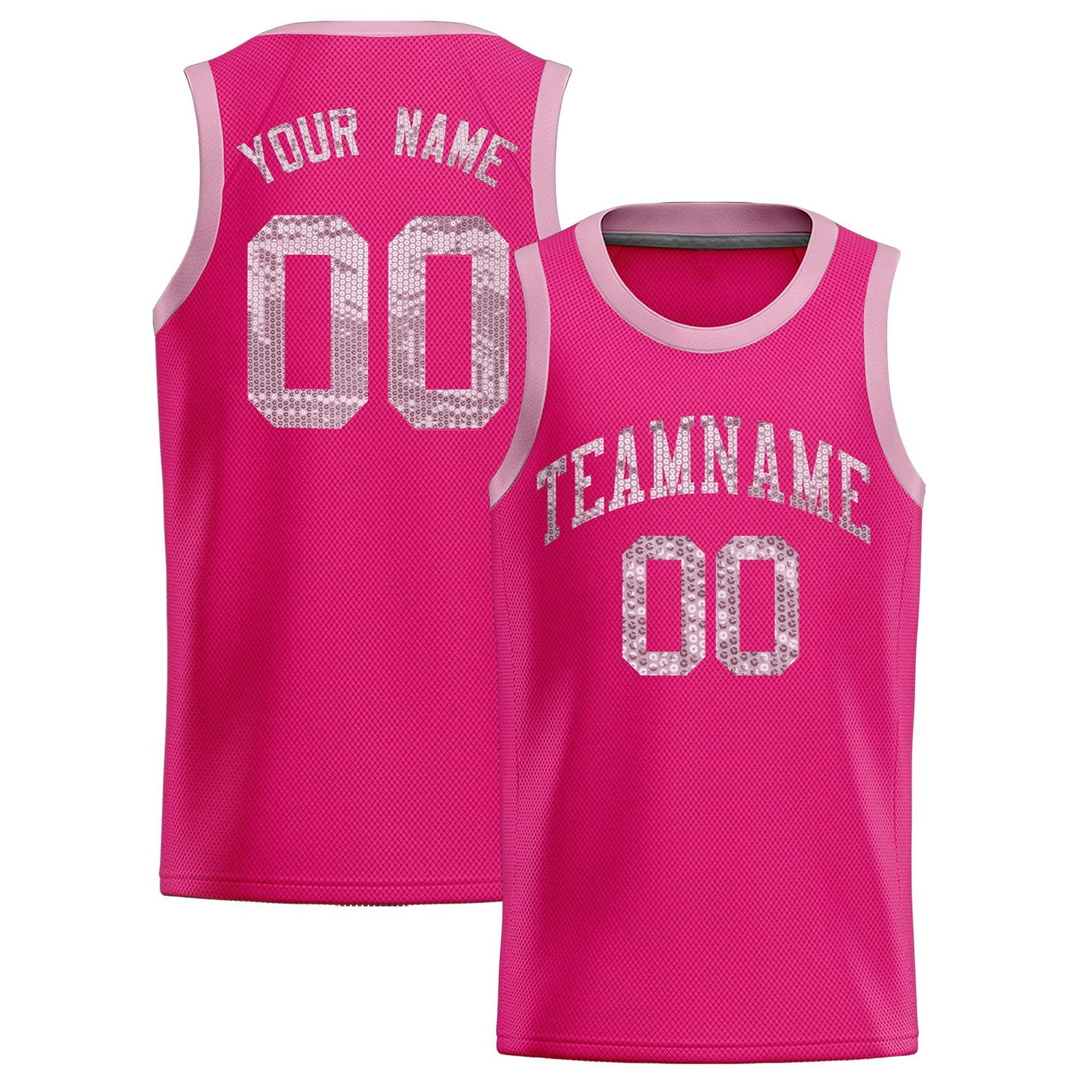 Custom Pink Sequined Tops Athletic Basketball Jersey