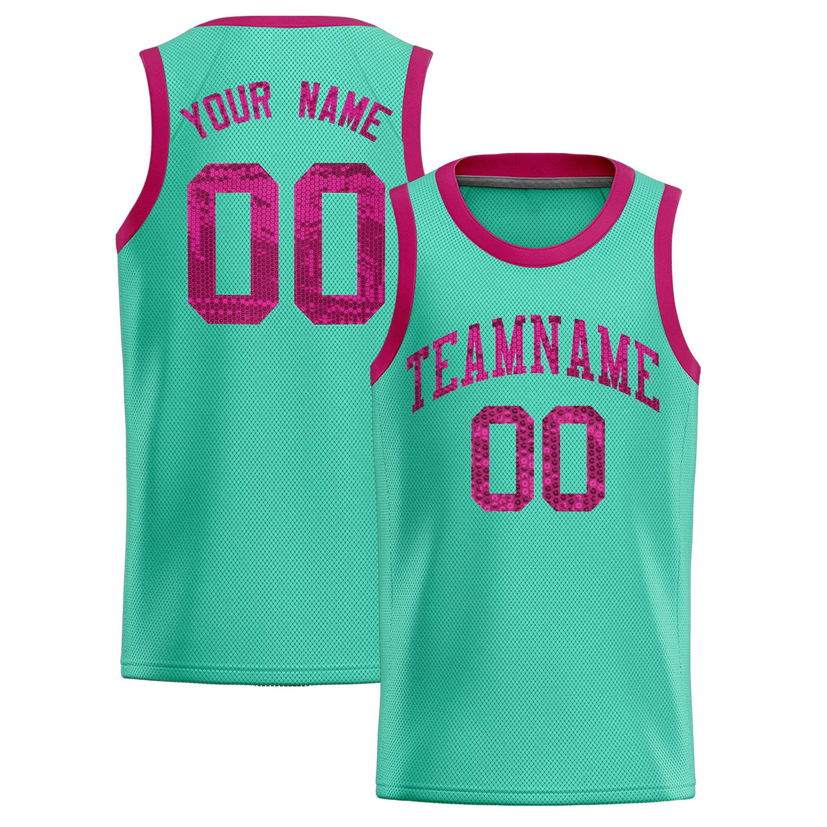 Custom Bright Green Sequined Tops Athletic Basketball Jersey