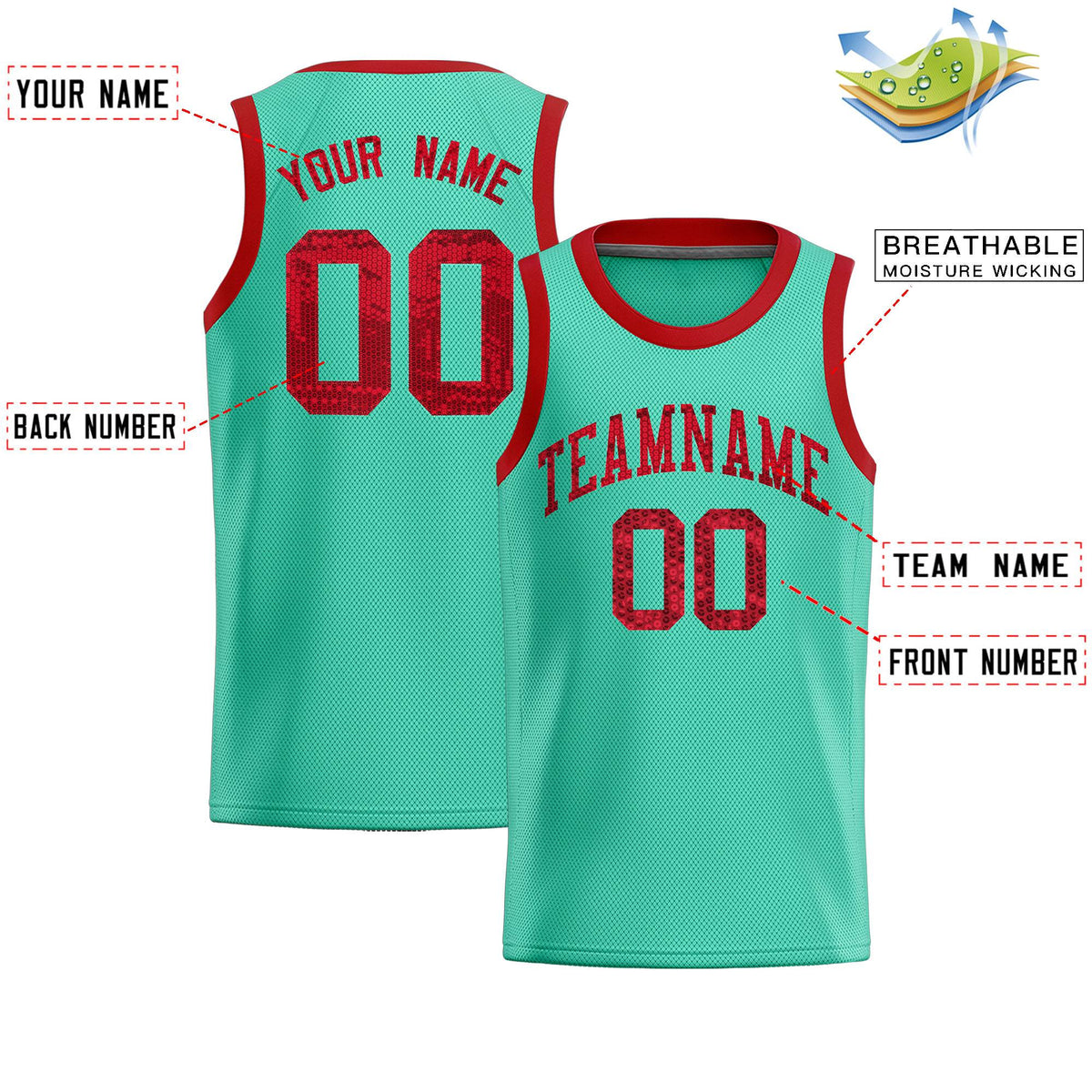 Custom Bright Green Sequined Tops Athletic Basketball Jersey