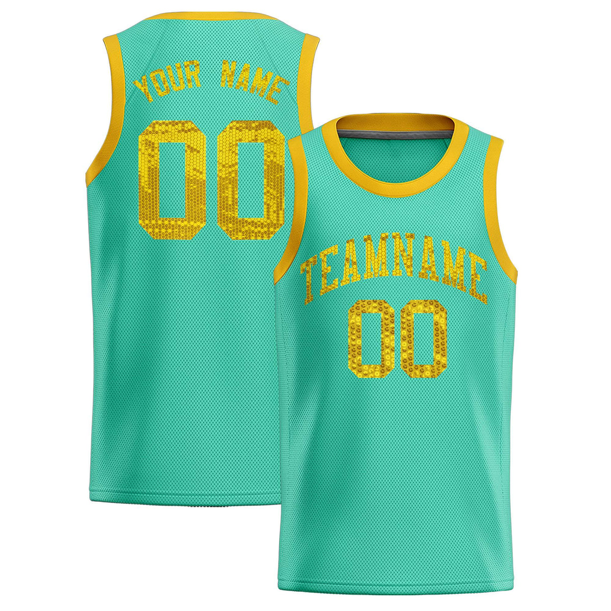 Custom Bright Green Sequined Tops Athletic Basketball Jersey