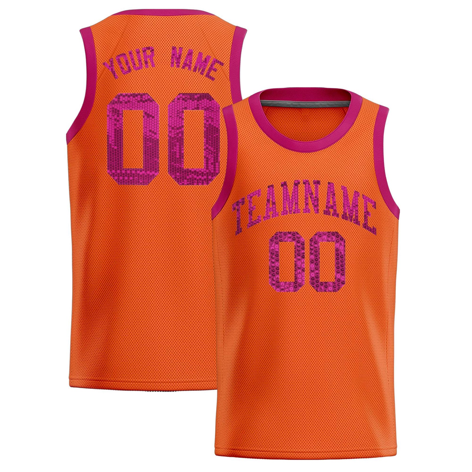 Custom Orange Sequined Tops Athletic Basketball Jersey