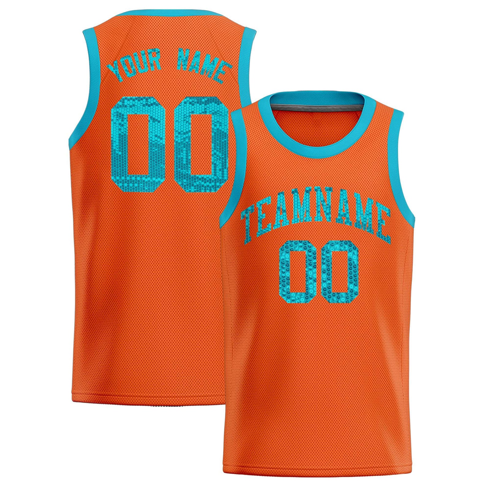 Custom Orange Sequined Tops Athletic Basketball Jersey