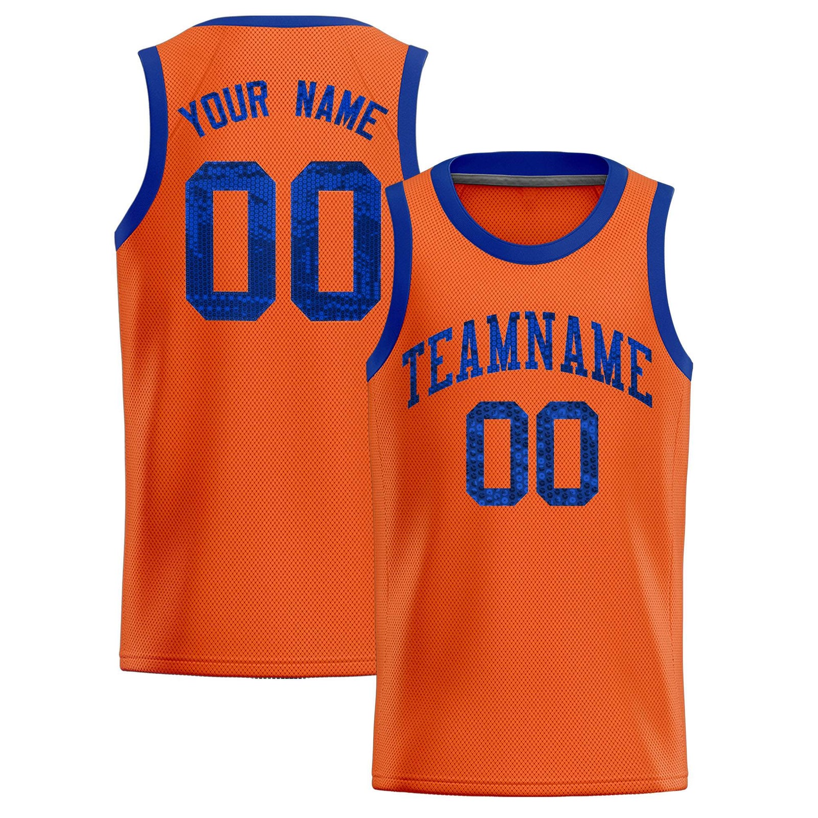 Custom Orange Sequined Tops Athletic Basketball Jersey