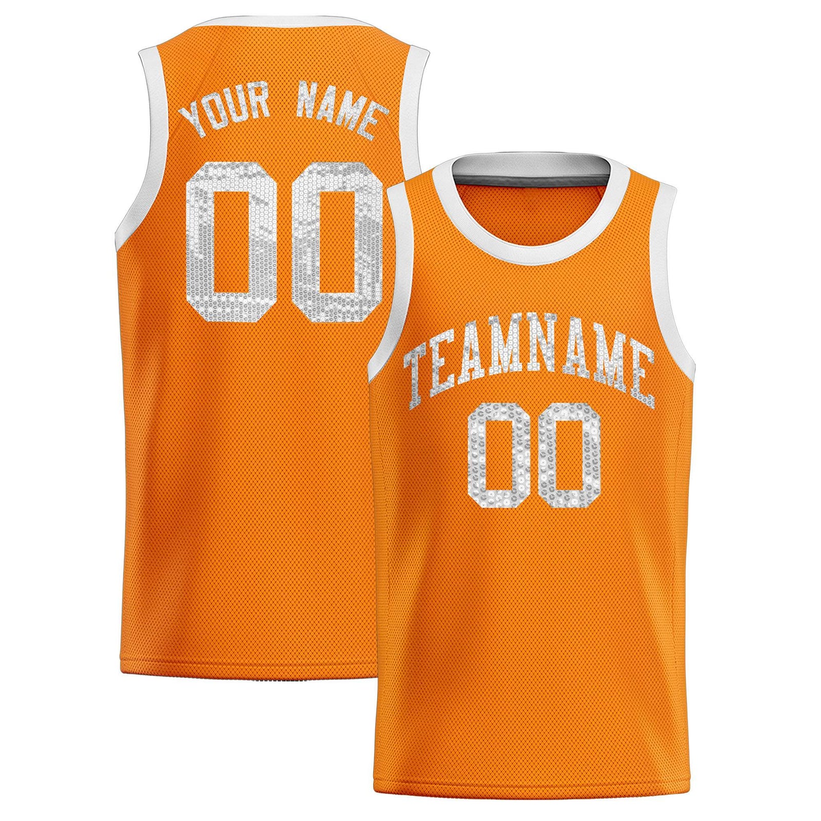 Custom Orange Sequined Tops Athletic Basketball Jersey