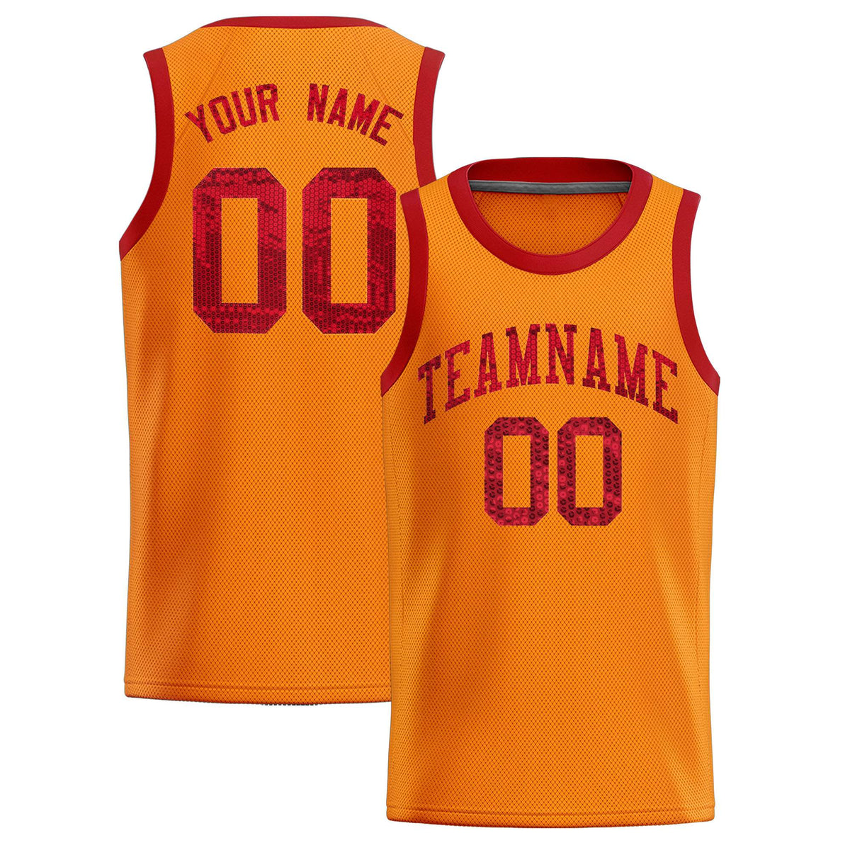 Custom Orange Sequined Tops Athletic Basketball Jersey